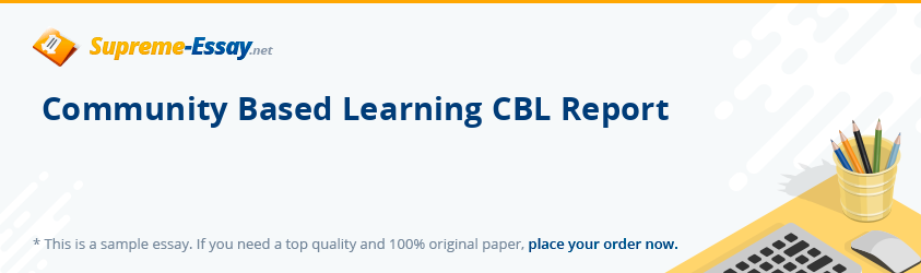 Community Based Learning CBL Report