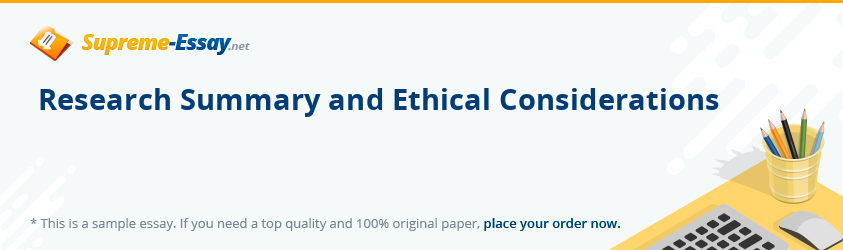 Research Summary and Ethical Considerations